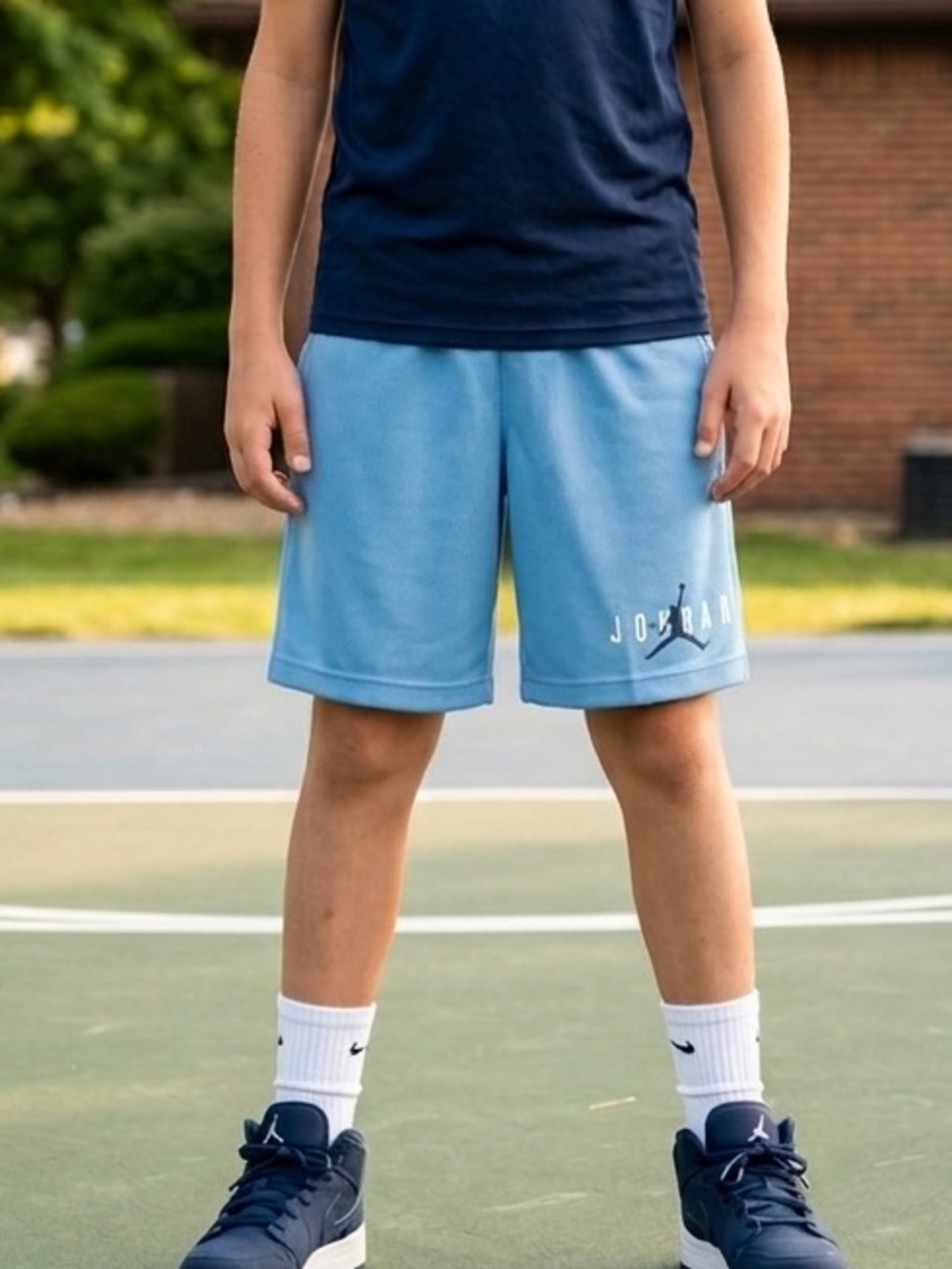 Jordan Light Blue Basketball Shorts boys unisex Large youth